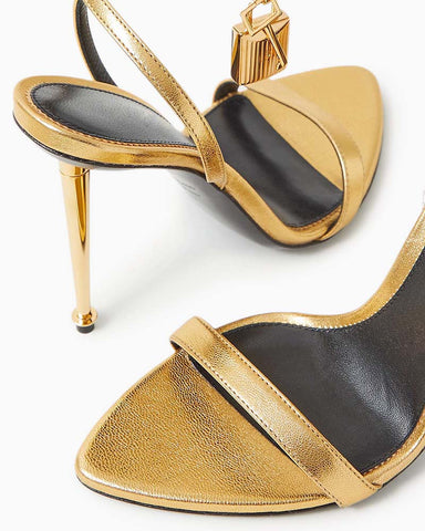 Key&lock Metallic Leather Sandals