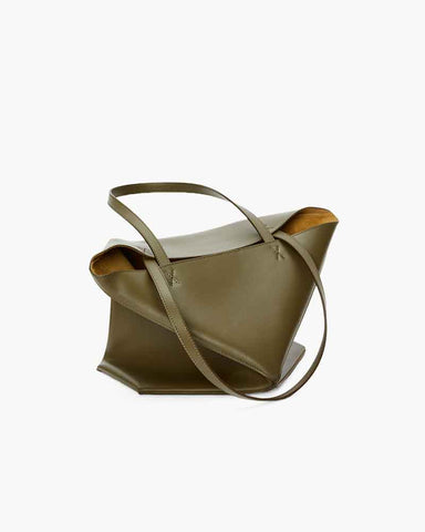 Genuine Leather Puzzle Fold Tote