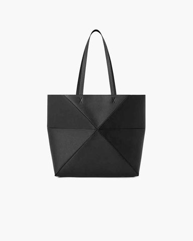Horizontal Puzzle Fold Leather Tote