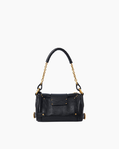 Small Grained Leather Bag Oversized Padlock