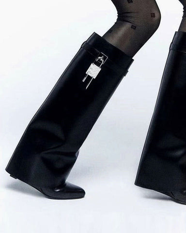 Women’s Midnight Padlock Wedge Boots