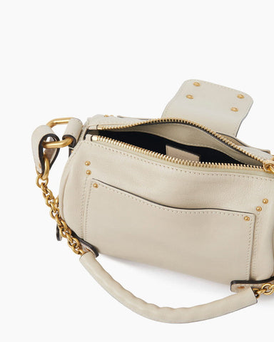 Small Grained Leather Bag Oversized Padlock