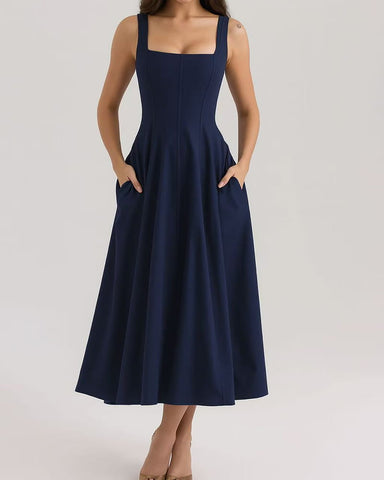 Sweet Floral Lace-back Midi Sundress