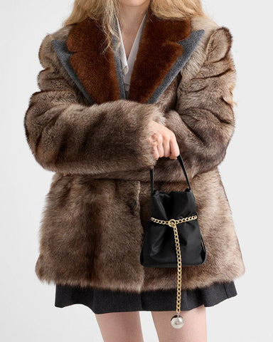 Mini Re-Nylon and Nappa Leather Bucket Bag