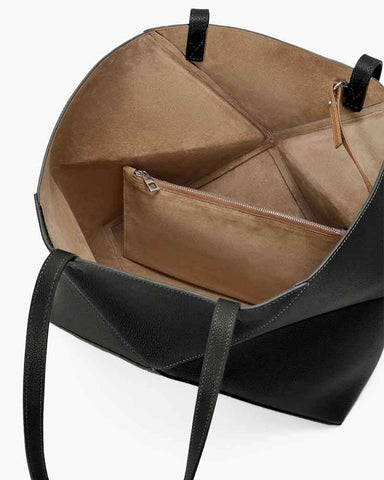 Horizontal Puzzle Fold Leather Tote