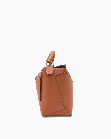 Large Form-Panel Leather Handbag