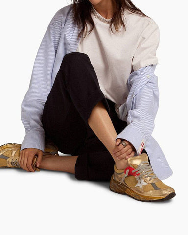 Vintage Look Chunky Mesh & Leather Sneakers