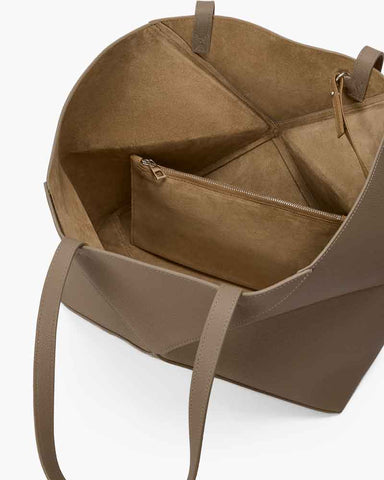 Horizontal Puzzle Fold Leather Tote