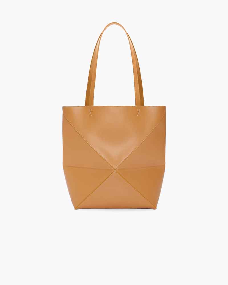 Genuine Leather Puzzle Fold Tote