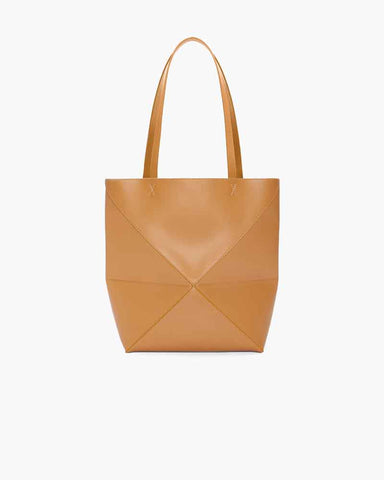 Genuine Leather Puzzle Fold Tote
