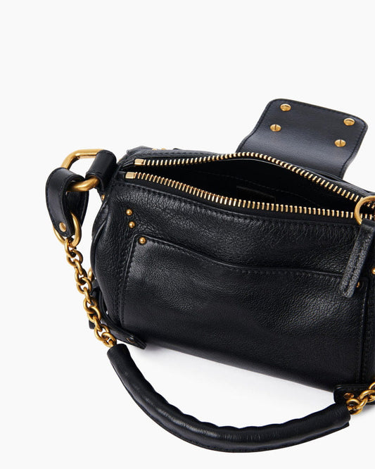 Small Grained Leather Bag Oversized Padlock