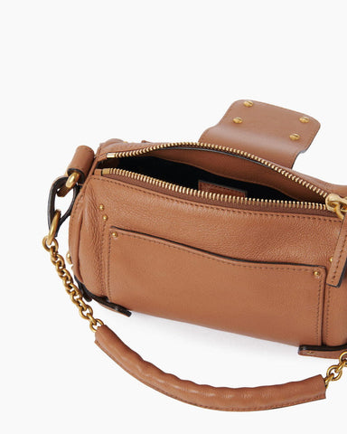 Small Grained Leather Bag Oversized Padlock