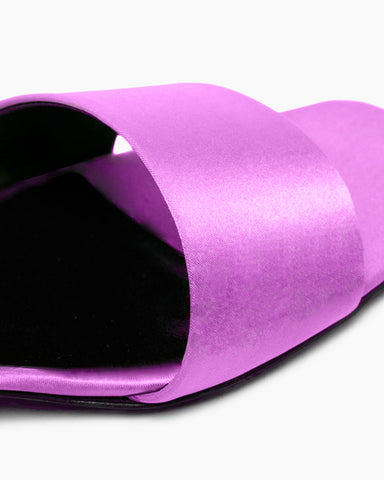 Satin Kitten Heel Open Toe Slip-On Sandals