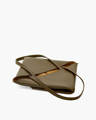 Genuine Leather Puzzle Fold Tote