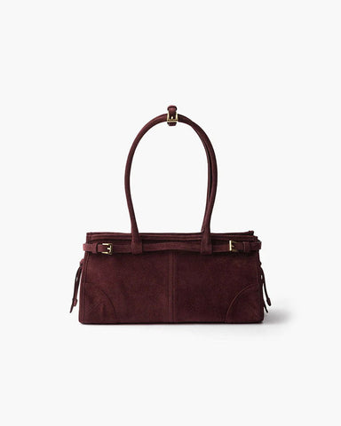 Elegant Rectangular Suede Tote with Zipper Closure