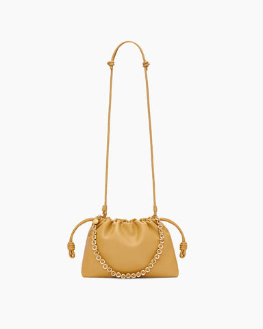 Medium Ruched Genuine Leather Bag Donut Chain