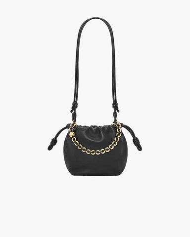 Medium Ruched Genuine Leather Bag Donut Chain