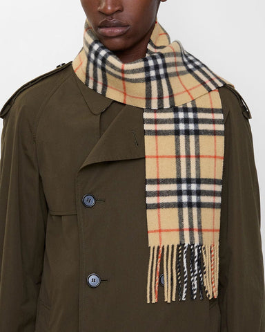 Slim Check Cashmere Shawl Fringes