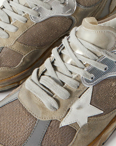 Hand-Finished Worn Look Mixed Material Sneakers