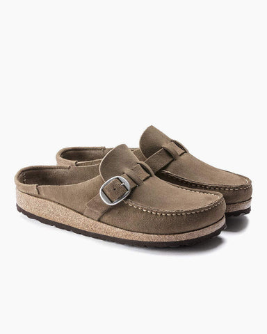 Women's Casual Suede Mules with Adjustable Buckle Strap