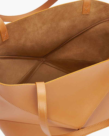 Genuine Leather Puzzle Fold Tote