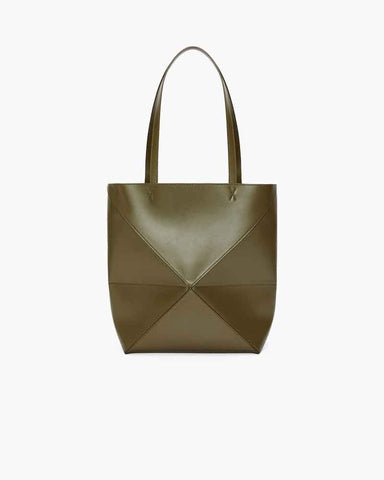 Genuine Leather Puzzle Fold Tote
