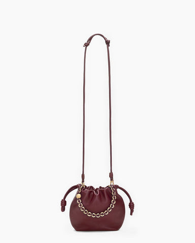 Medium Ruched Genuine Leather Bag Donut Chain