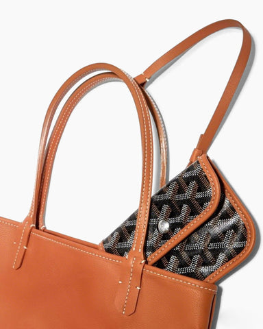 Mini Reversible Leather Canvas Tote Bag