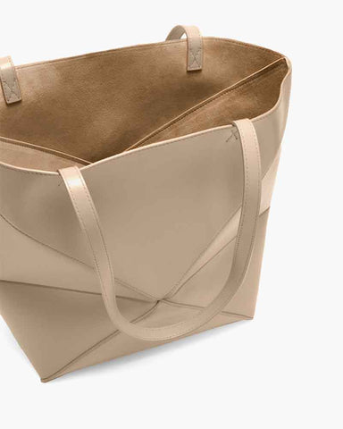 Genuine Leather Puzzle Fold Tote