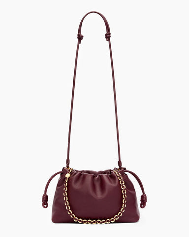 Medium Ruched Genuine Leather Bag Donut Chain