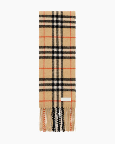 Slim Check Cashmere Shawl Fringes
