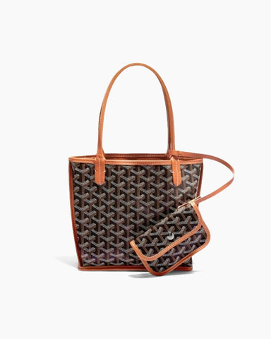 Mini Reversible Leather Canvas Tote Bag