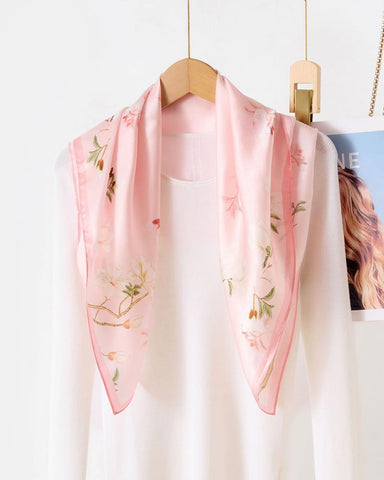 Women's Printed Mulberry Silk Square Scarf