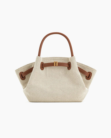 Structured Canvas Trapeze Top-Handle Bag