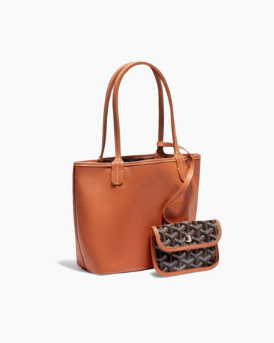Mini Reversible Leather Canvas Tote Bag