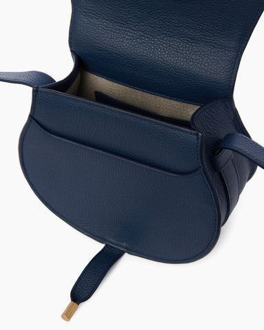 Small Leather Saddle Bag Curved Flap