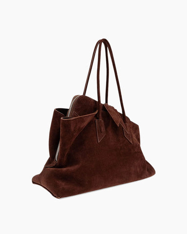Modern Zip Closure Handbag Tubular Handles