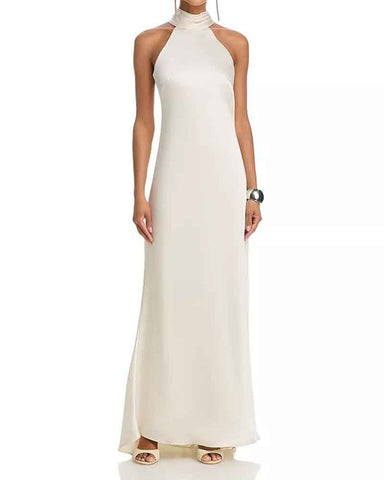 Women’s Satin Halter Neck Sleeveless Maxi Gown