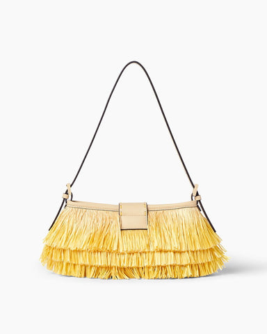 Tiered Raffia-Effect Fringe Shoulder Bag