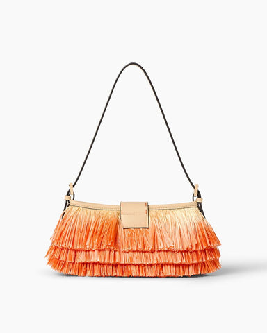 Tiered Raffia-Effect Fringe Shoulder Bag