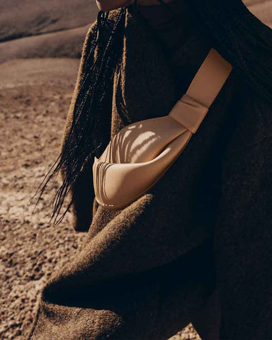 Nappa Leather Folded Crescent Crossbody Belt Bag
