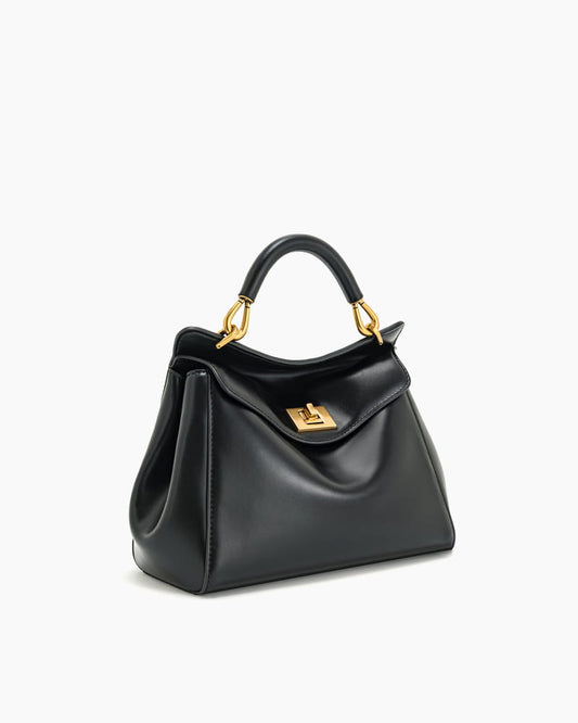 Elegant Turn-Lock Trapeze Satchel