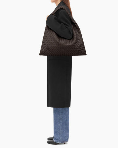 Women's Large Hop Intrecciato Leather Shoulder Bag