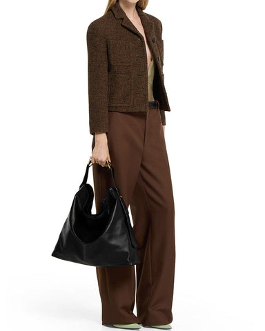 Black Leather Horsebit Tote for Stylish Business Travel