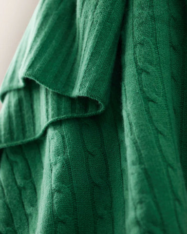 Cable-Knit Cotton Throw Blanket