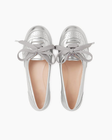 Soft Sheepskin Lace-Up Ballet Flats