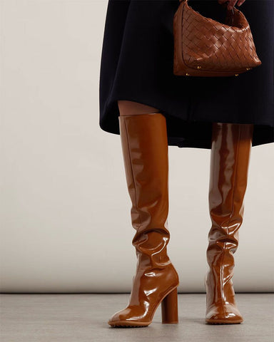 Midnight Goddess Shimmering Tall Heeled Boots