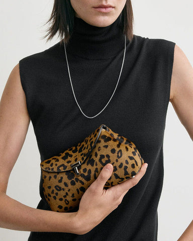 (Pre-sale)Mini T-Lock Clutch in Leopard Print Pony Hair