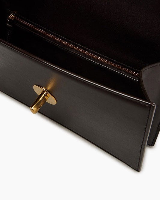 Espresso Leather Knot Lock Bag for Quiet Luxury City Strolls