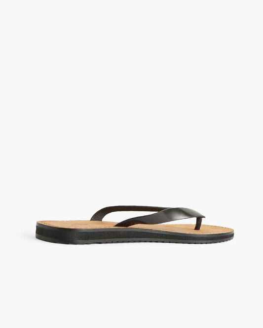 Women’s Black Leather Minimal Flip Flop Sandals